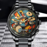 Personalized Drum Watch Design - Custom Music Lover's Timepiece for Drummers